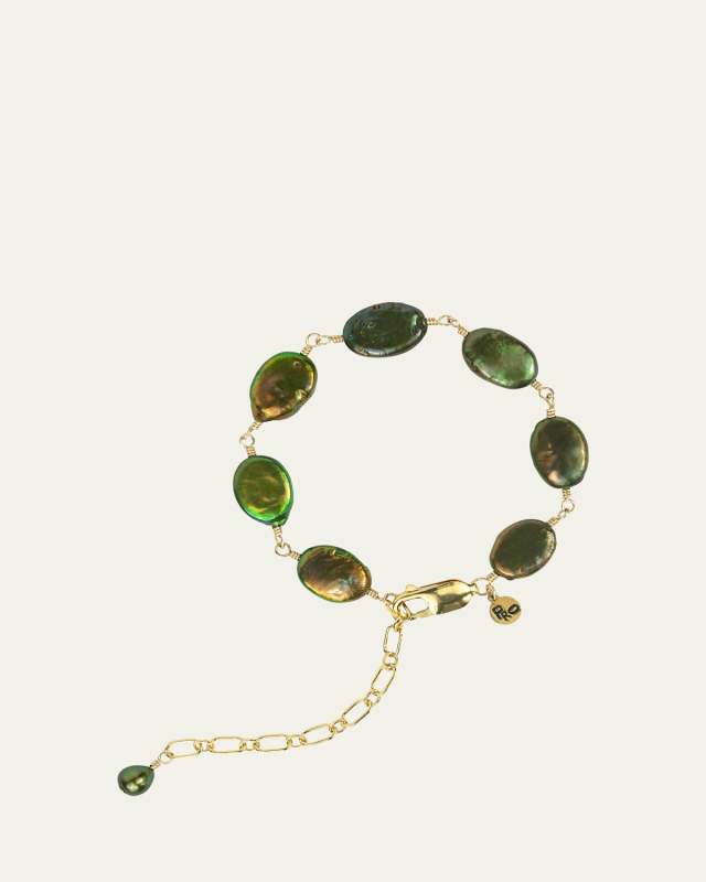 14k Gold Fill Leaf Bracelet With Pearls
